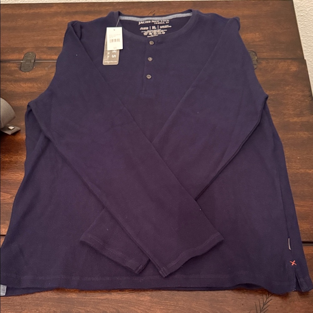 Jachs Navy Long Sleeve Henley